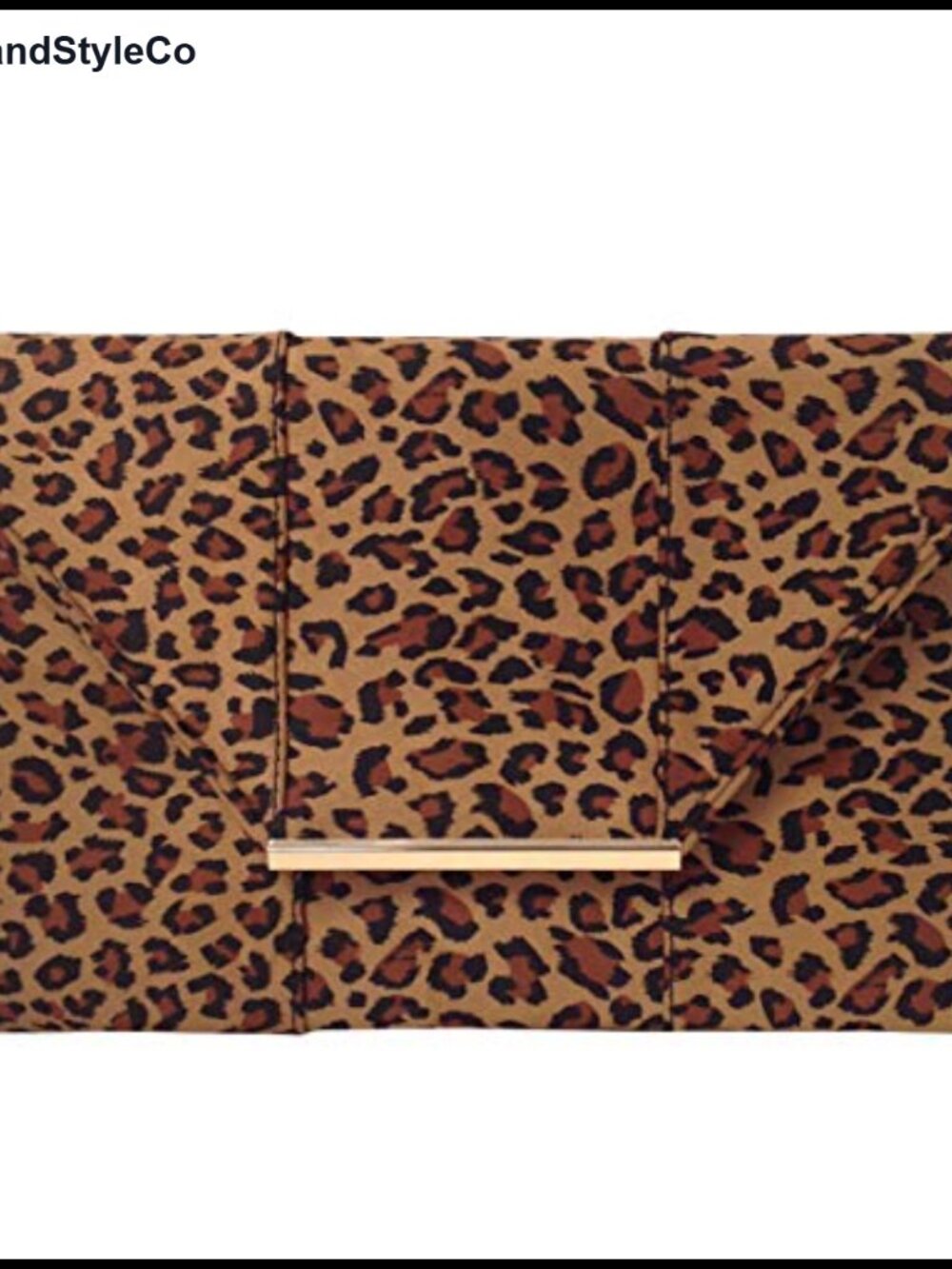 Faux Suede Leopard Envelope Clutch with Detachable Chain